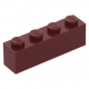 LEGO kocka 1x4, sötétpiros (3010)